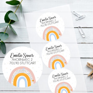 Adressaufkleber mit Regenbogen, 24 Adressaufkleber, Aufkleber zum Umzug, Aufkleber mit Regenbogen, personalisierte Aufkleber, Sticker