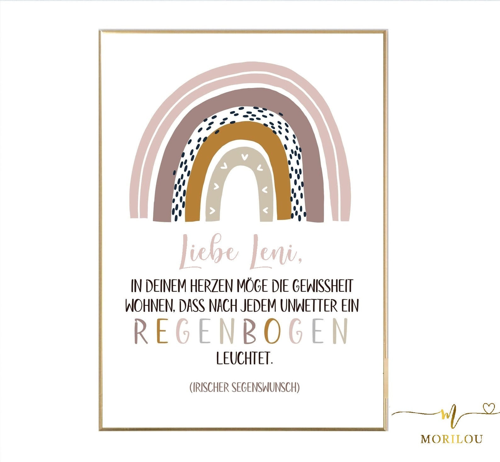 Personalisiertes Poster für das Kinderzimmer mit Segenswunsch und Regenbogenmotiv, personalisiertes Geschenk zur Taufe, Geschenk Kommunion