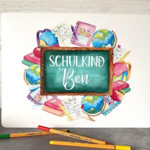 Schulkind SCHREIBTISCHUNTERLAGE zur Einschulung personalisiert mit Name , Geschenk zur Einschulung, Einschulungsgeschenk, personalisiert