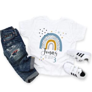 Personalisiertes Geburtstagsshirt für Kinder – Mit Name, Geburtstagszahl und Motiv für den besonderen Tag, Geschenk zum Kindergeburtstag