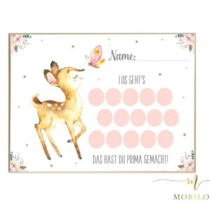 BELOHNUNGSTAFEL für Kinder zum Ausdrucken | Reh, Bonus, Motivation, Lernmotivation, digital