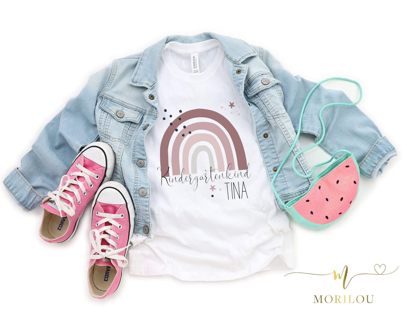 Einschulungsgeschenk T-SHIRT "Schulkind" mit Name, Geschenk zur Einschulung, Schulanfang, personalisiertes Geschenk, Regenbogen – Bild 4