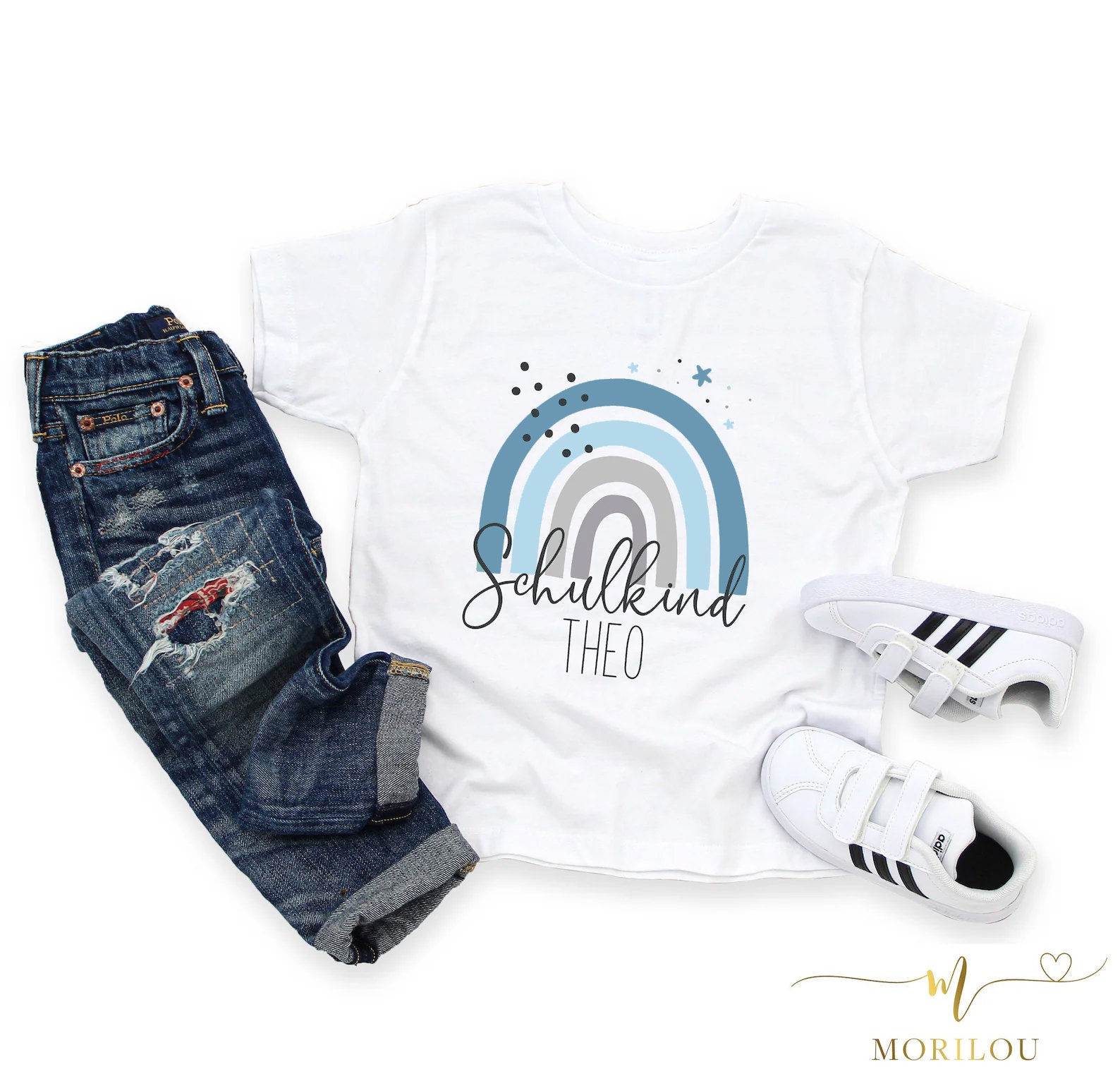 Einschulungsgeschenk für Mädchen, SCHULKIND SHIRT mit Name und Regenbogen, Shirt zur Einschulung, Schulanfang, Erste Klasse – Bild 4