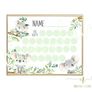 BELOHNUNGSTAFEL für Kinder zum ausdrucken | Koala Bär, Tiere, Bonus, Motivation, Lernmotivation, digital