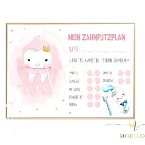 ZAHNPUTZPLAN für Kinder zum ausdrucken, Zahnputztraining, Zähne putzen, Belohnung, Bonuskarte, Sterne sammeln