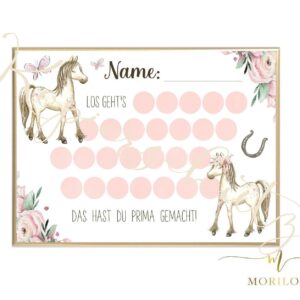 BELOHNUNGSTAFEL für Kinder zum ausdrucken | Pferd, Pony, reiten, Bonus, Motivation, Lernmotivation, digital