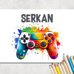 Geschenk für Gamer, Große SCHREIBTISCHUNTERLAGE "Controller", personalisiert mit Name, Geschenk für Zocker, Unterlage Schreibtisch, Tischset
