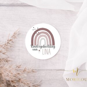24 AUFKLEBER Kindergeburtstag | personalisiert | mit Name | Gastgeschenke | Sticker, Etiketten, Regenbogen