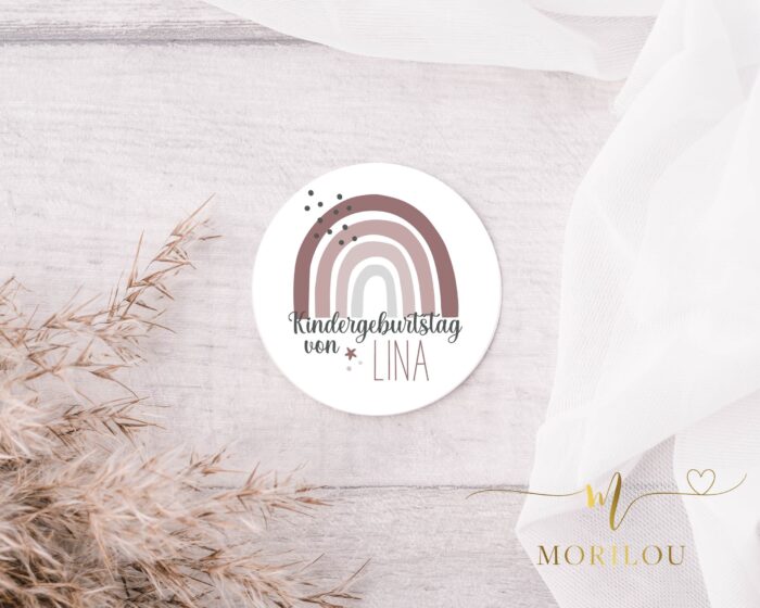 24 AUFKLEBER Kindergeburtstag | personalisiert | mit Name | Gastgeschenke | Sticker, Etiketten, Regenbogen
