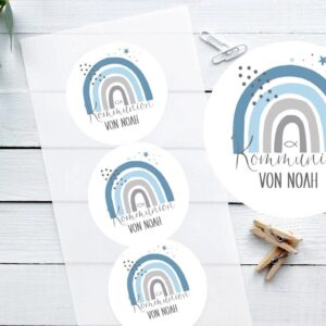 Personalisierte Aufkleber für Gastgeschenke zur Kommunion oder Konfirmation, 24 Aufkleber, Sticker für Gastgeschenke, Etiketten für Geschenk