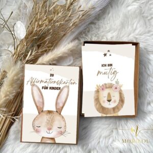 20x große Affirmationskarten für Kinder, Mutmachkarten, Affirmationen Kinder, Ermutigung, Boho Postkarten, Geschenk, Mut