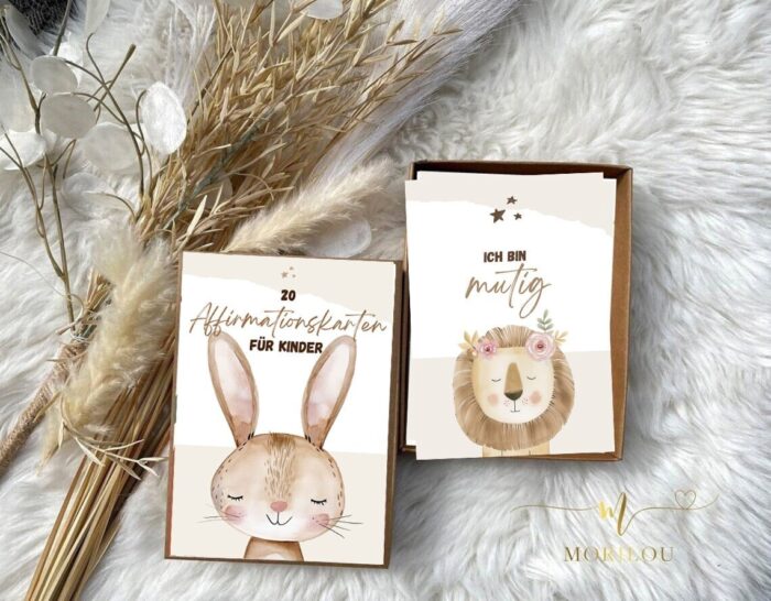 20x große Affirmationskarten für Kinder, Mutmachkarten, Affirmationen Kinder, Ermutigung, Boho Postkarten, Geschenk, Mut