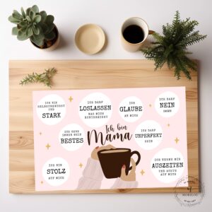 Schreibtischunterlage für Erwachsene mit positiven Sprüchen "Ich bin Mama", positive Glaubenssätze, Weihnachtsgeschenk Mama, Geburtstag Mama
