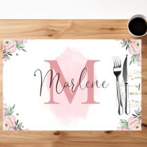 TISCHSET / PLATZSET "Name" aus weißem, abwaschbaren Kunststoff mit rutschfestem Kautschuk-Rücken - Geschenk beste Freundin, Oma, Kollegin