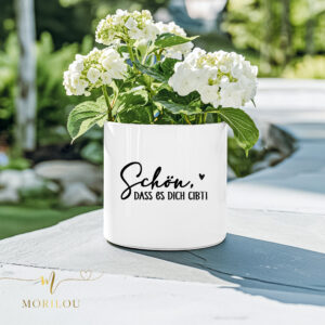 RUB On Sticker Schön, dass es dich gibt, Geschenkaufkleber, schwarz, randlos, Aufkleber für deine DIY Projekte, für Gläser, Becher, Vasen