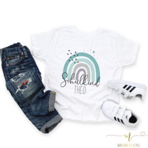 Einschulungsgeschenk T-SHIRT "Schulkind" mit Name, Geschenk zur Einschulung, Schulanfang, personalisiertes Geschenk, Regenbogen