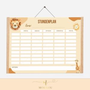 STUNDENPLAN "Löwe" für Kinder zum ausdrucken | Boho, Löwe, Tiere, Schulanfang, Einschulung, Erste Klasse