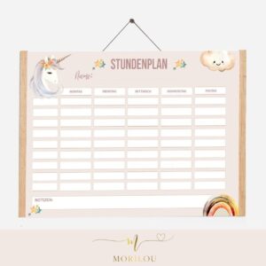 STUNDENPLAN "Einhorn" für Kinder zum ausdrucken | Boho, Einhorn, Rgeenbogen, Sterne, Schulanfang, Einschulung, Erste Klasse