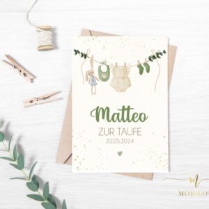 Taufkarte mit Name personalisiert, Klappkarte zur Geburt, Karte, persönliche Karte, Glückwunsch Taufe, Geschenkkarte zur Taufe oder Geburt