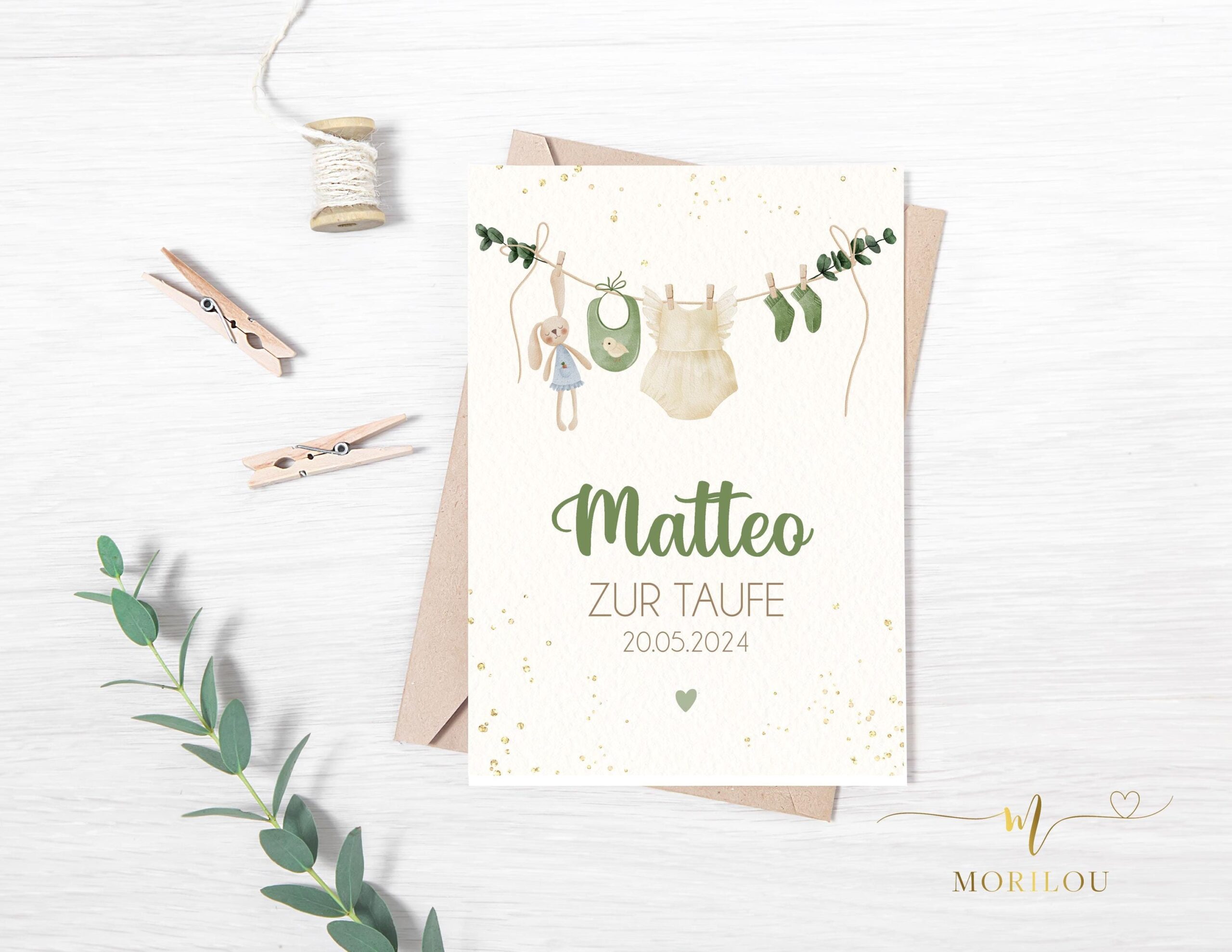 Taufkarte mit Name personalisiert, Klappkarte zur Geburt, Karte, persönliche Karte, Glückwunsch Taufe, Geschenkkarte zur Taufe oder Geburt