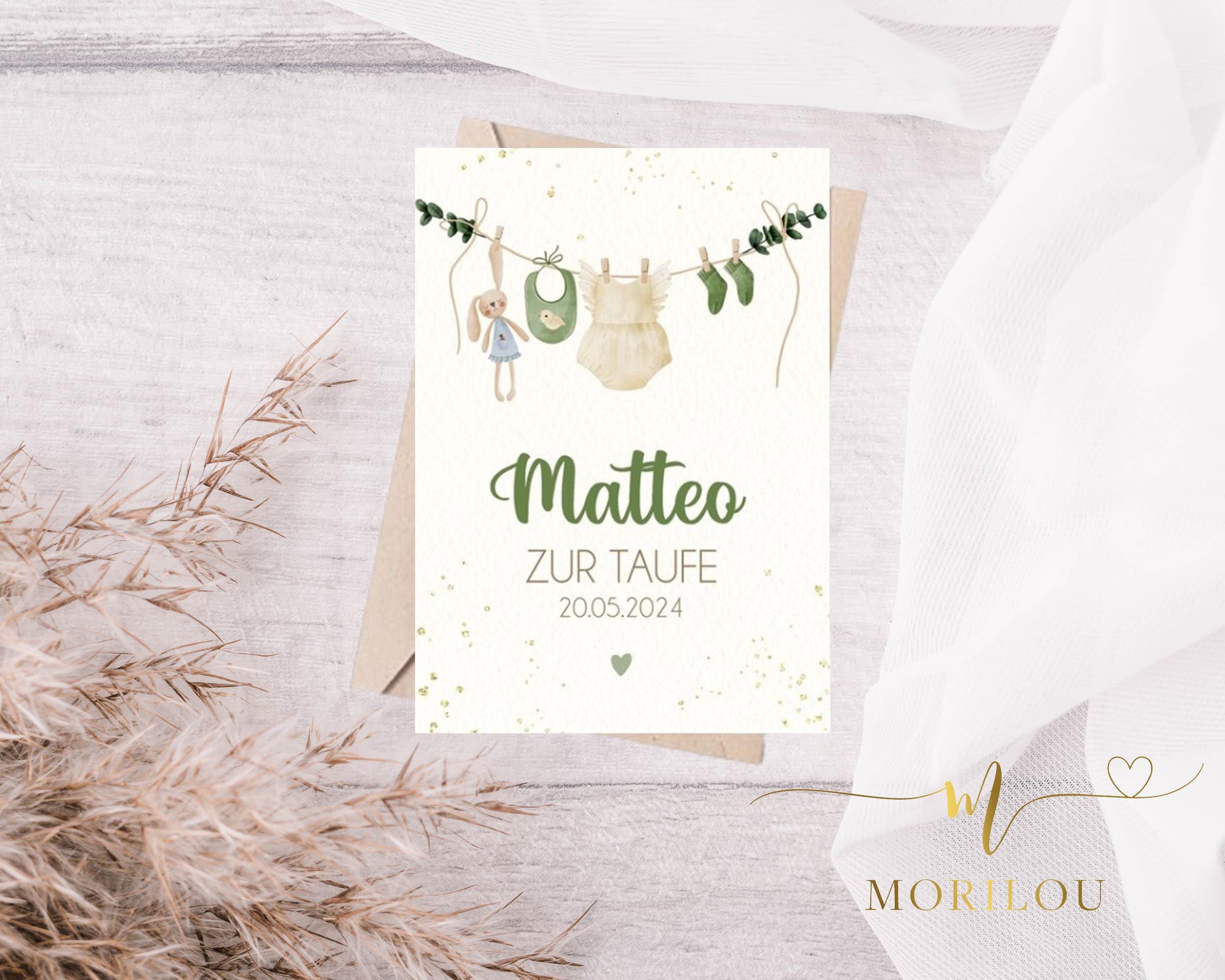 Taufkarte mit Name personalisiert, Klappkarte zur Geburt, Karte, persönliche Karte, Glückwunsch Taufe, Geschenkkarte zur Taufe oder Geburt – Bild 3