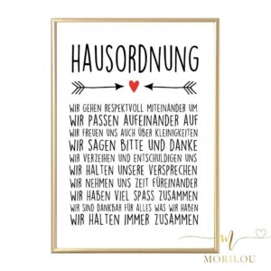 Hausordnung für die Familie, POSTER,  digitaler download pdf, Geschenk zum Einzug, Geschenk für die Familie, Dekoration Familie, Deko Haus