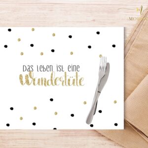 Platzset mit Spruch Das Leben ist eine Wundertüte, Tischset, Untersetzer, abwaschbaren Kunststoff, Tischset für Erwachsene mit Spruch