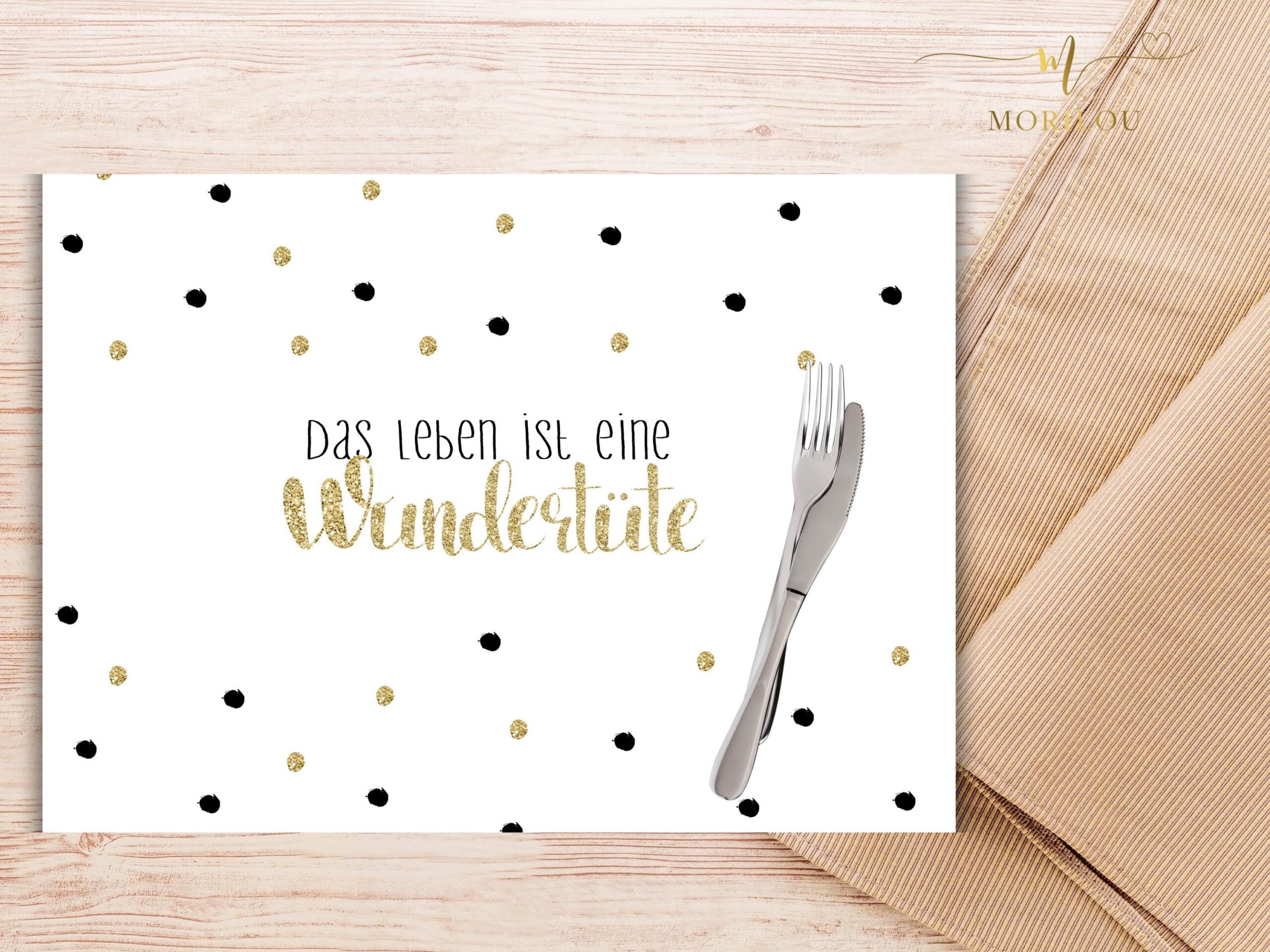 Platzset mit Spruch Das Leben ist eine Wundertüte, Tischset, Untersetzer, abwaschbaren Kunststoff, Tischset für Erwachsene mit Spruch