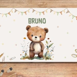Unterlage für Kinder mit Bär, große SCHREIBTISCHUNTERLAGE ODER TISCHSET, Geschenk zum Geburtstag, Schulanfang, Malunterlage, Ostergeschenk