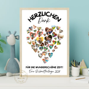 ABSCHIEDSGESCHENK für Erzieherinnen Kindergarten, Herzen mit Bilder der Kinder | Vorschulkinder, Kindergarten, Fotocollage, +gratis PDF