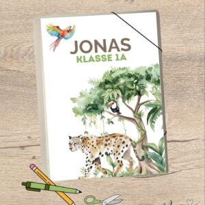 Fußball Mappe personalisiert mit Name für Kinder - Zeugnismappe, Kunstmappe, Sammelmappe,  Geschenk zum Schulanfang, Einschulung, 1. Klasse