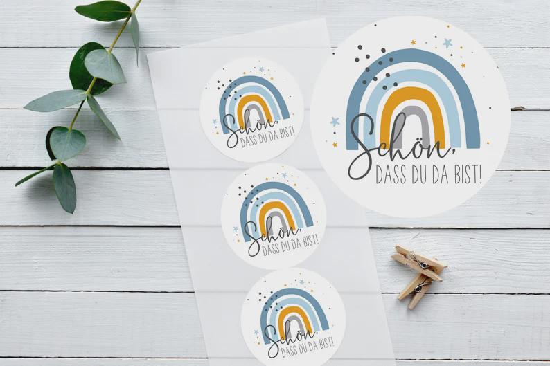 Aufkleber für Gastgeschenke Schön, dass du da bist, Aufkleber für Taufe, Gastgeschenke Hochzeit, Geschenkaufkleber, Aufkleber Tischdeko – Bild 2