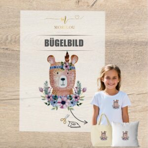 Bügelbild Tiermotiv - Bär, Fuchs, Waschbär für Shirts, Pullover, Bügelbild für Kinder, Kindermode, Aufnäher, Kleidung bedrucke, DIY Kleider