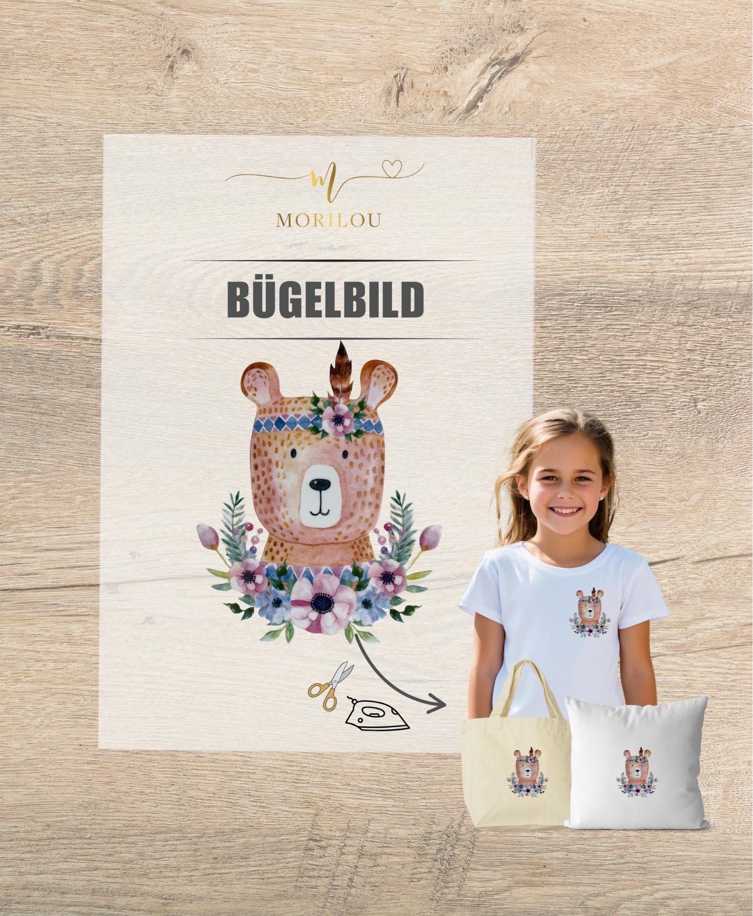 Bügelbild Tiermotiv - Bär, Fuchs, Waschbär für Shirts, Pullover, Bügelbild für Kinder, Kindermode, Aufnäher, Kleidung bedrucke, DIY Kleider