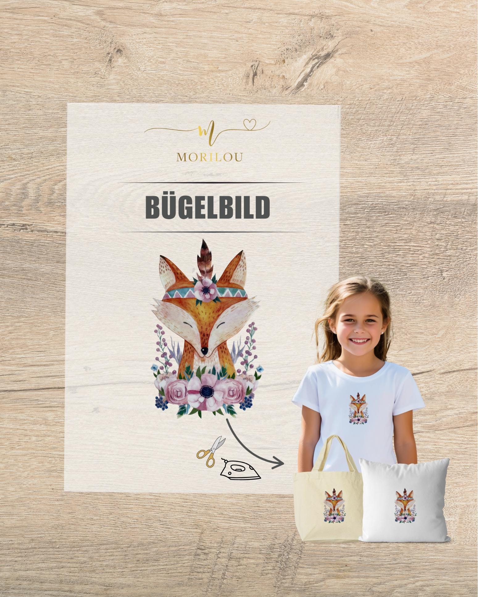 Bügelbild Tiermotiv - Bär, Fuchs, Waschbär für Shirts, Pullover, Bügelbild für Kinder, Kindermode, Aufnäher, Kleidung bedrucke, DIY Kleider – Bild 3