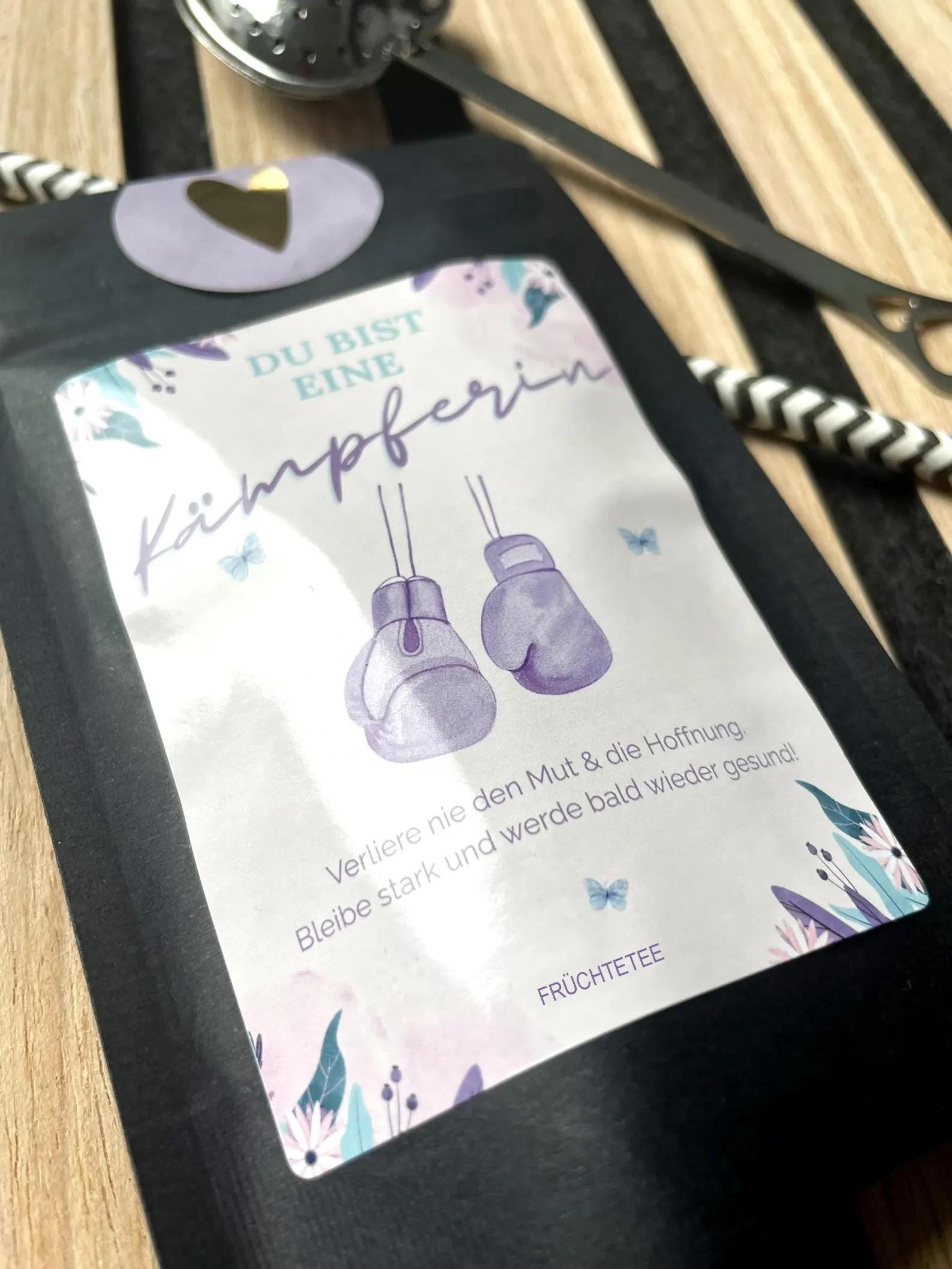 Du bist eine Kämpferin - Tee - kleines Mitgebsel, Geschenk, Krebs, Geschenk Krankenhaus, Geschenk für Patienten, Gute Besserung, Krankheit – Bild 3