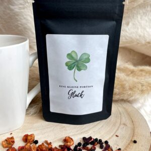 Eine Portion Glück - Tee - kleines Mitgebsel, Geschenk, Glücksbringer, Geschenk für Patienten, Gute Besserung, Krankheit, Mutmacher, Glück