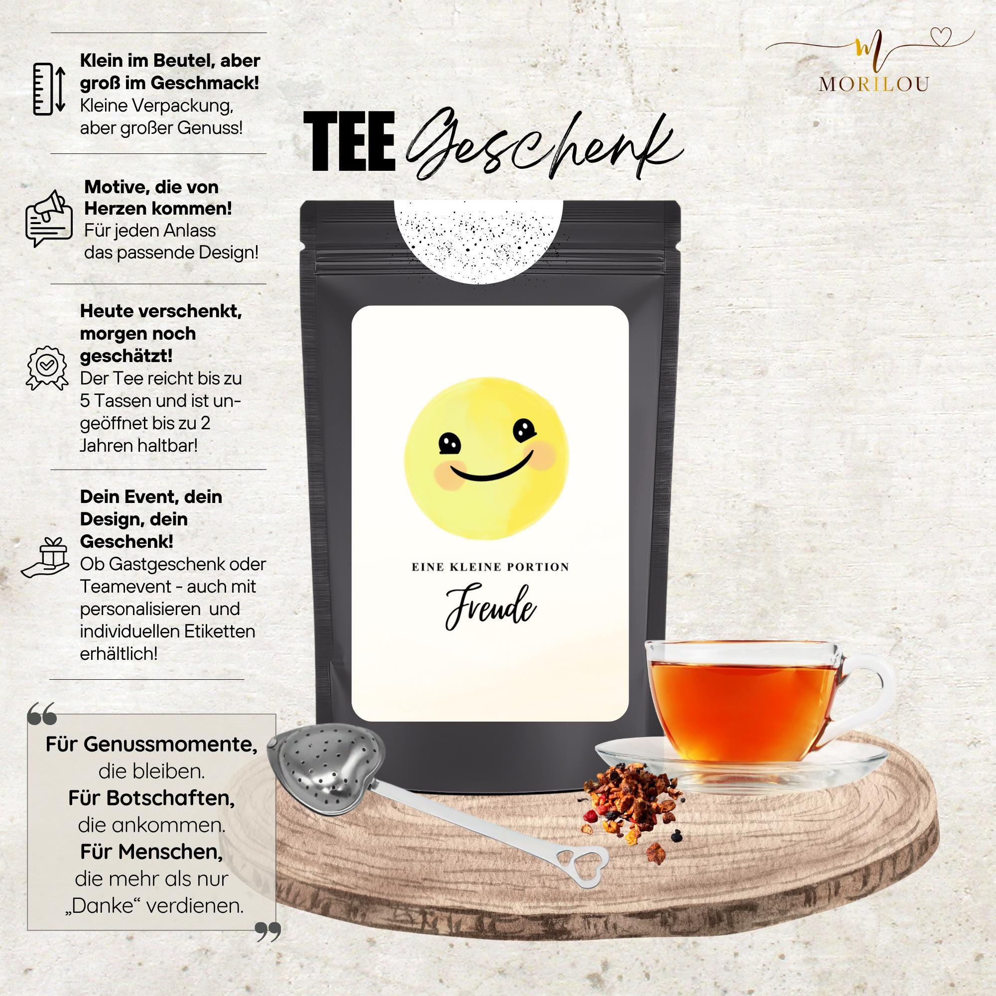 Eine Portion Freude, EISTEE, Pfirsich Eistee, kleines Mitgebsel, Geschenk, Glücksbringer, Geschenk für Patienten, Gute Besserung, gute Laune – Bild 4