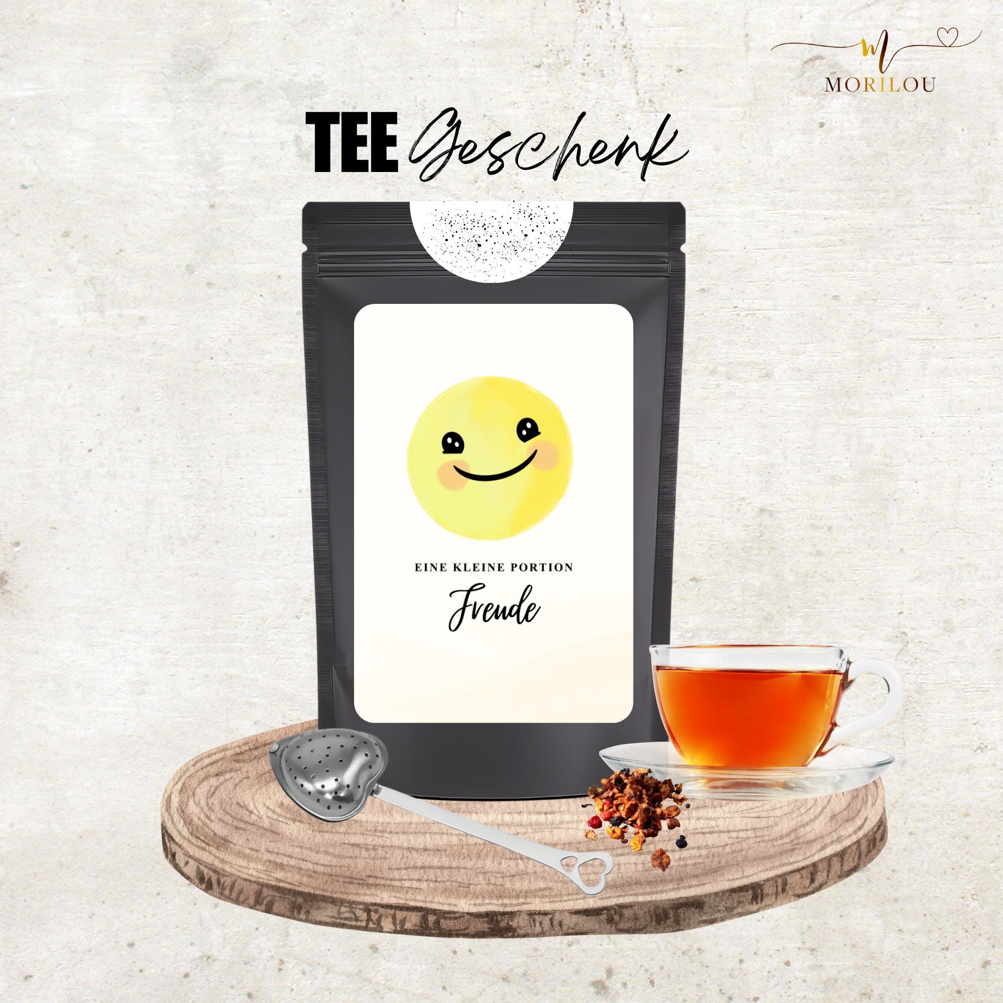 Eine Portion Freude, EISTEE, Pfirsich Eistee, kleines Mitgebsel, Geschenk, Glücksbringer, Geschenk für Patienten, Gute Besserung, gute Laune