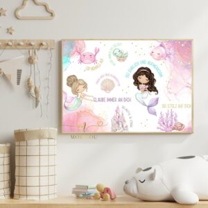 Affirmationen für Kinder, Affirmationsposter, Meerjungfrauen, Motivationsposter, Mutmacher, Kinderzimmerbild, Kinderzimmerposter,