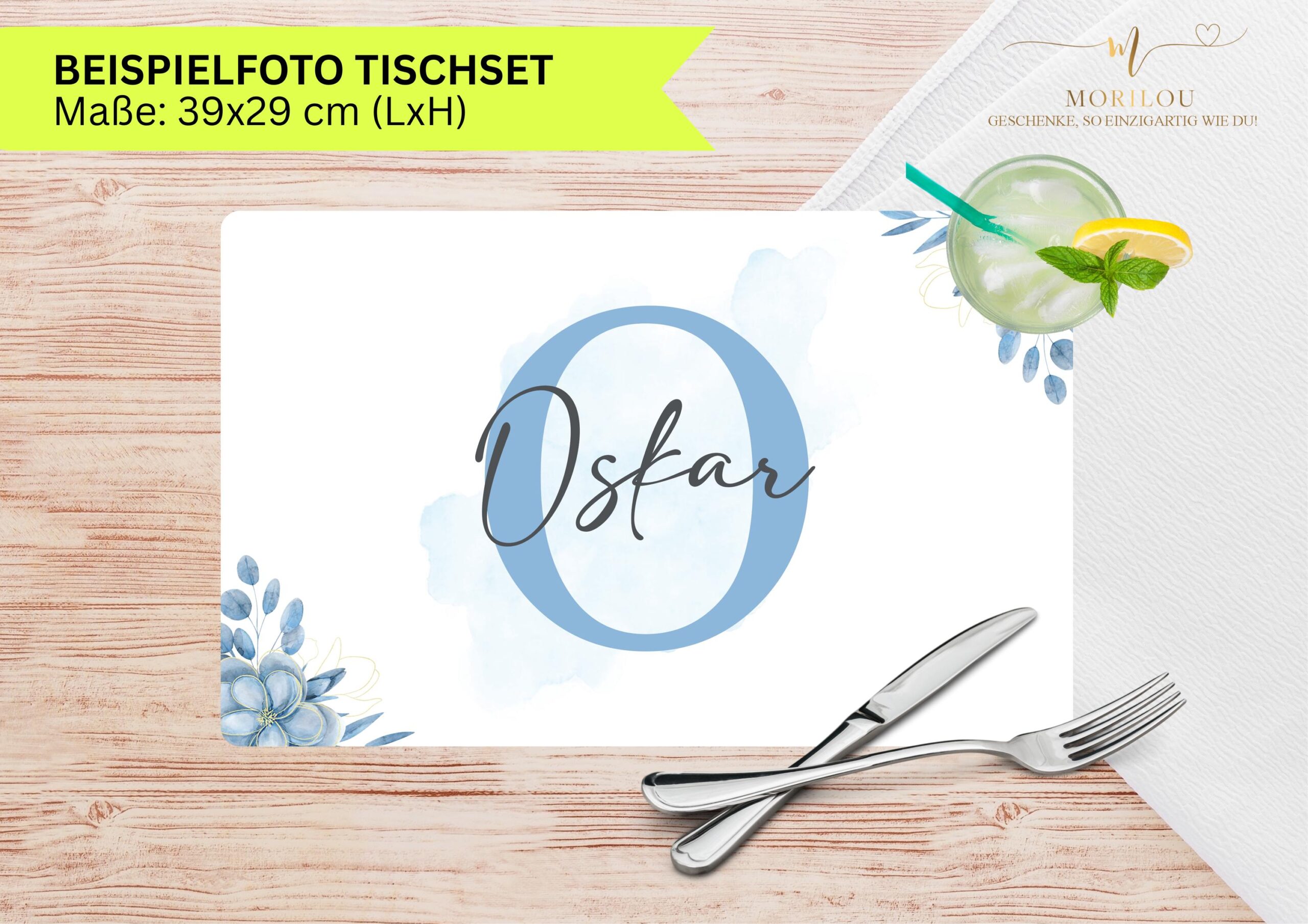 Schreibtischunterlage mit Meerjungfrau und Name, Unterwasserwelt, Tischset Meerjungfrau, Meerjungfrau mit Name, Tischset mit Name, Kinder – Bild 2