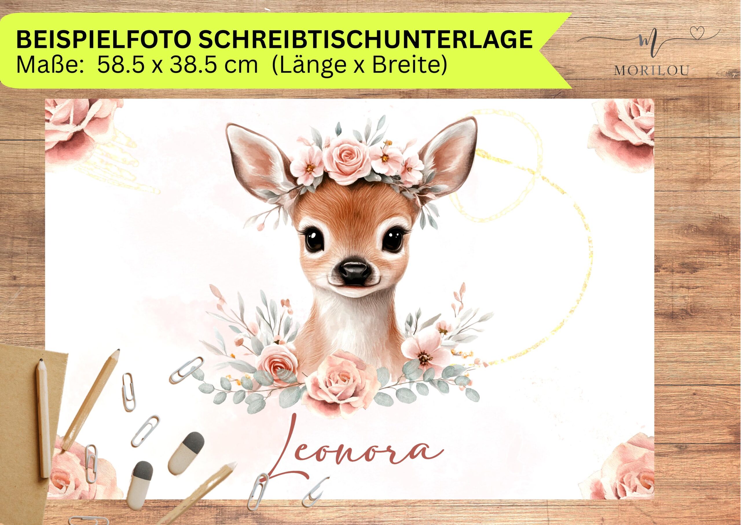 Schreibtischunterlage mit Meerjungfrau und Name, Unterwasserwelt, Tischset Meerjungfrau, Meerjungfrau mit Name, Tischset mit Name, Kinder – Bild 3