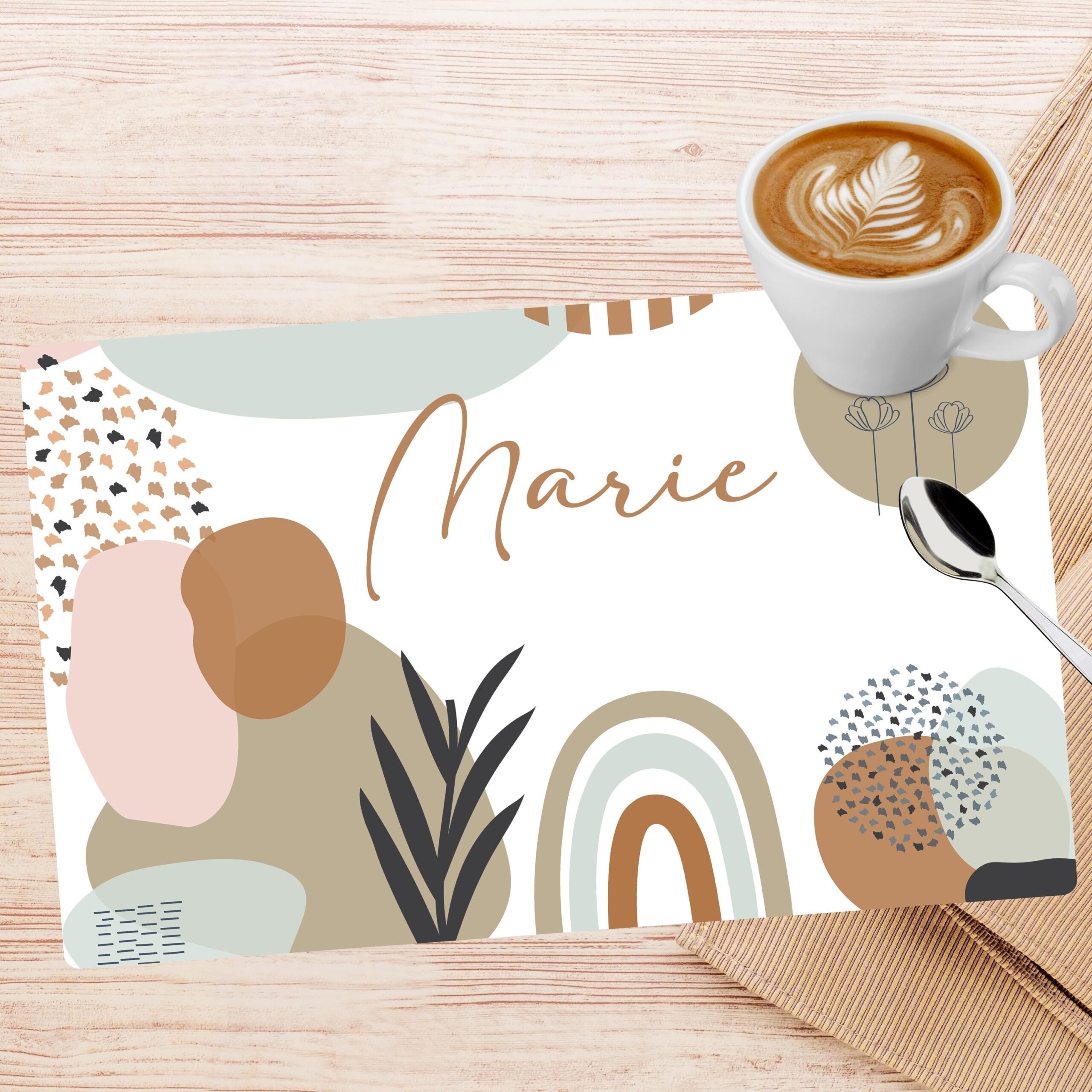 Schreibtischunterlage boho mit Name für Kinder und Erwachsene, Tischset boho, personalisiert,personalisiertes Tischset, Geschenk Weihnachten – Bild 2