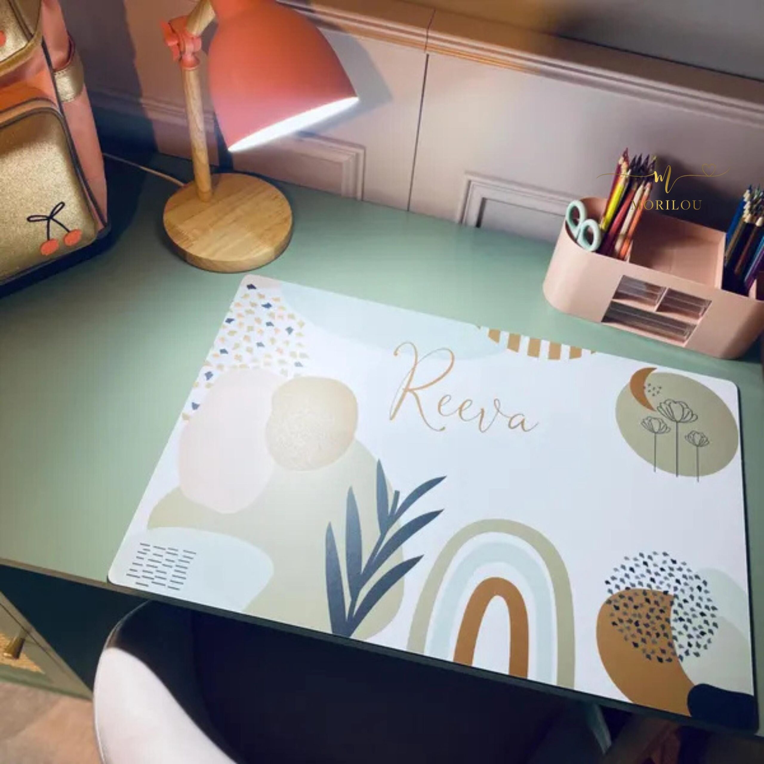 Schreibtischunterlage boho mit Name für Kinder und Erwachsene, Tischset boho, personalisiert,personalisiertes Tischset, Geschenk Weihnachten – Bild 3