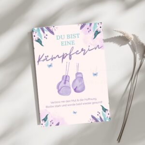 Postkarte Du bist eine Kämpferin, Karte für Kranke, Krebs, Krebskrankheit, Hoffnung, Motivation, aufbauende Worte, Gute Besserung