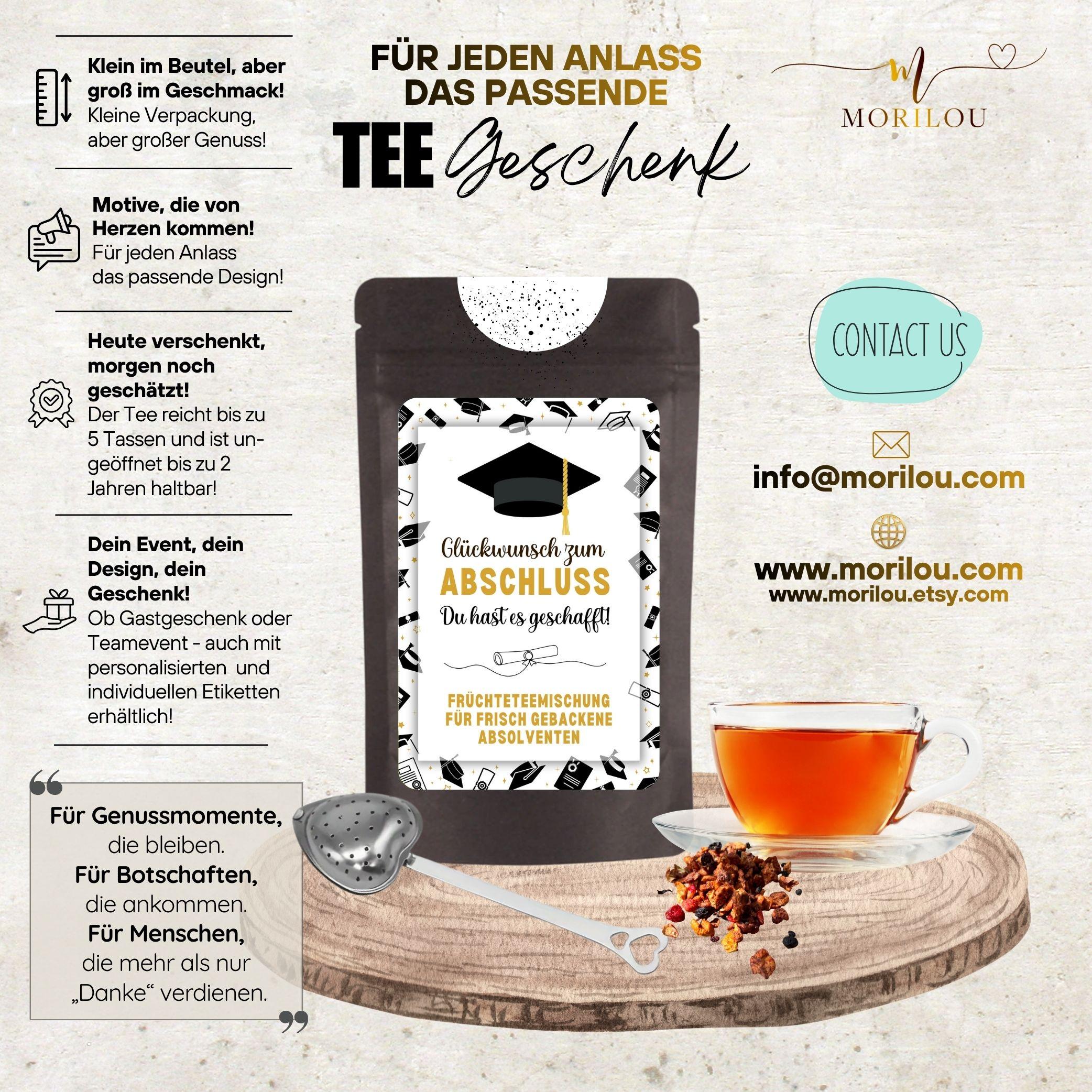 Glückwunsch zum Abschluss, Teegeschenk, Abi, Schulabschluss, Kollegin, Dank, Geschenk, Schule, Uni, graduated, Teegeschenk, Früchtetee, – Bild 2