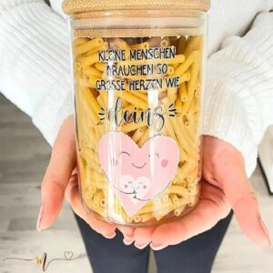 Buntes Vorratsglas Kleine Menschen brauchen so große Herzen wie deins, Geschenkglas für Erzieher, Geschenk für Lehrer