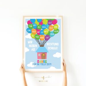 ABSCHIEDSGESCHENK Kindergarten - Ballons mit Namen der Kinder,  Vorschulkinder, Kindergarten, Schule, Einschulung, Abschied, +gratis pdf