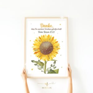 ABSCHIEDSGESCHENK Kindergarten oder Schule, Sonnenblume mit Namen der Kinder, Vorschulkinder, Kindergarten, Schule, + gratis PDF, Poster