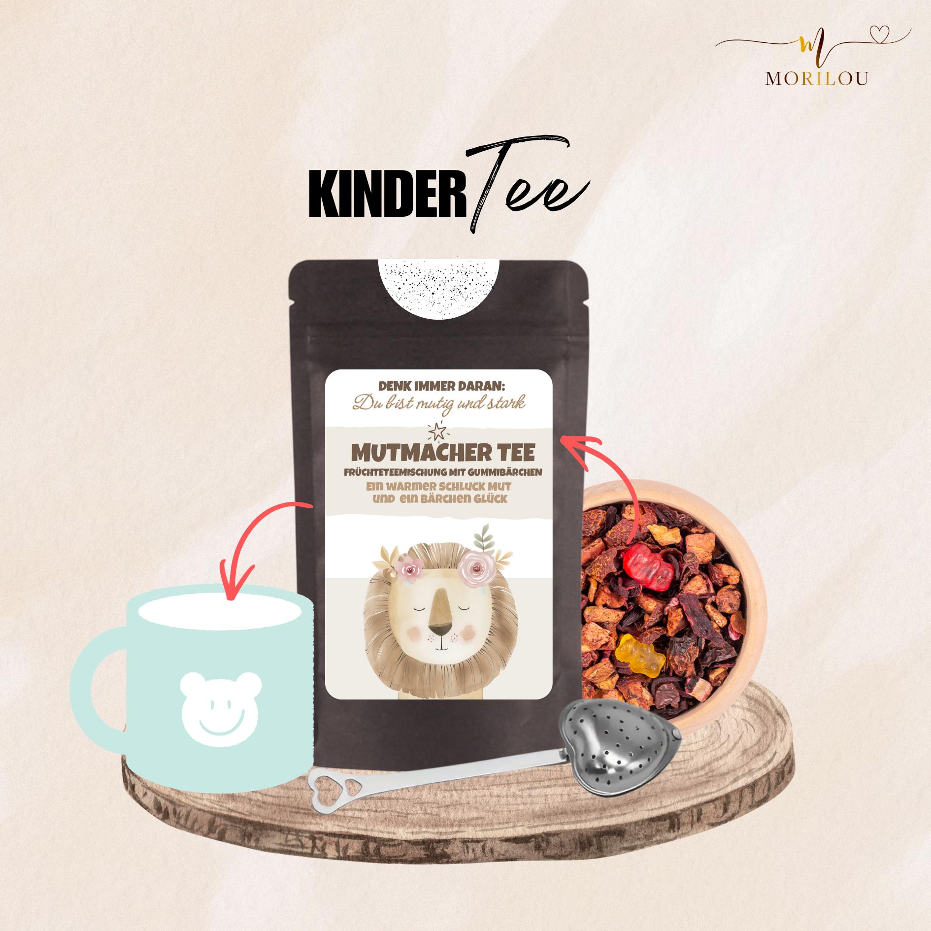 Mutmacher, Kindertee mit Gummibärchen, Dubist mutig und stark, Tee für Kinder, Aufmunterung, positive Affirmation, Einschulungsgeschenk – Bild 2